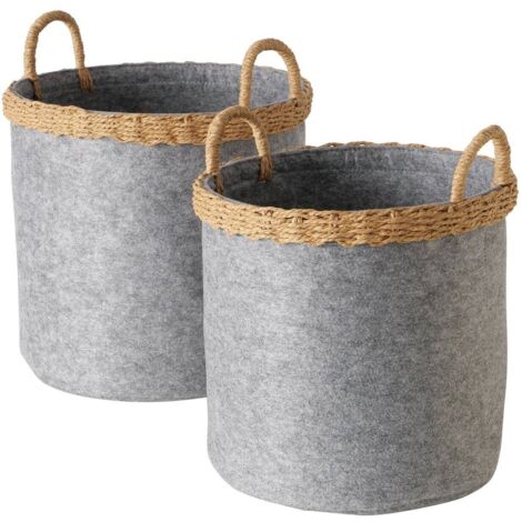 Paniers de rangement NILO, feutre, ronds, ensemble de 2 (1/5)