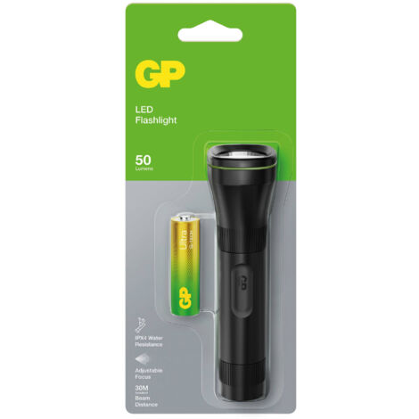 Lampe torche LED GP C105 à batterie, faisceau réglable 50 lm, avec 1 pile AA (1/5)