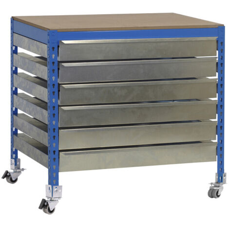 Simonrack Banc de travail bleu avec surface bois durable (1/2)