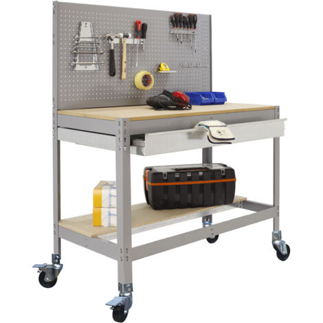 Simonrack Table de travail gris avec tiroir métallique