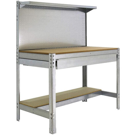 Simonrack – Établi modulable 151 cm – Acier et bois – Charge maximale 600 kg – Assemblage sans vis – Tiroir 35 kg – Pour ateliers et garages