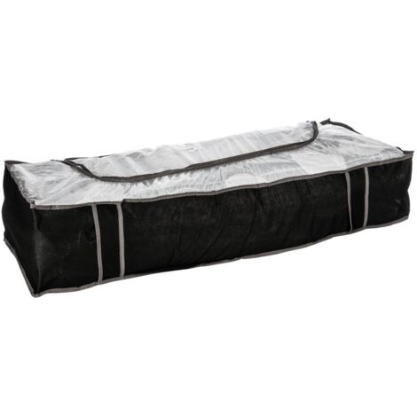 5Five Simply Smart – Housse de rangement lit pliable noire 106x45x20 cm – En polypropylène pour stockage sous lit – Accès rapide à vos affaires