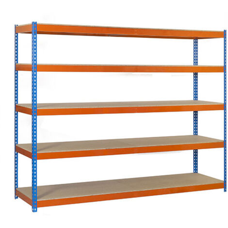 SimonRack Étagère Industrielle, 2000x1200x600 mm, 5 Niveaux en bois, 400 kg Capacité de Charge et Point de Flexion, Étagère Charge Lourde, Galvanisé/Bois - Ecoforte (1/5)