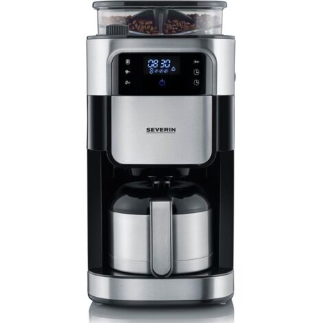 Severin – Cafetière filtre avec broyeur en acier inoxydable – Technologie Perfect Grind – Verseuse isotherme – Écran tactile LED – Fonction Blooming
