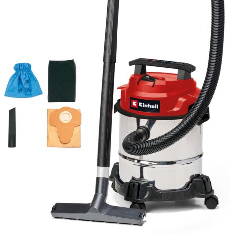 Einhell Aspirateur eau et poussière TC-VC 1812/1 S (1250 W, cuve de 12 L, capacité d’aspiration de 180 mbar) Livré avec suceur plat et buse combinée, filtre en mousse, sac