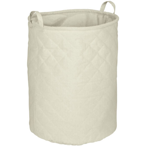 Panier à linge pliable design gaufré TOM TAILOR x WENKO, Collecteur de linge avec poignée, Bac à linge sale, Collecteur de linge, Sac à linge sale Pliable, Capacité 67L, Beige, Dim (HxD en cm) 40x54 (1/4)