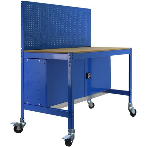 simonrack Modèle d'établi premium bleu et bois