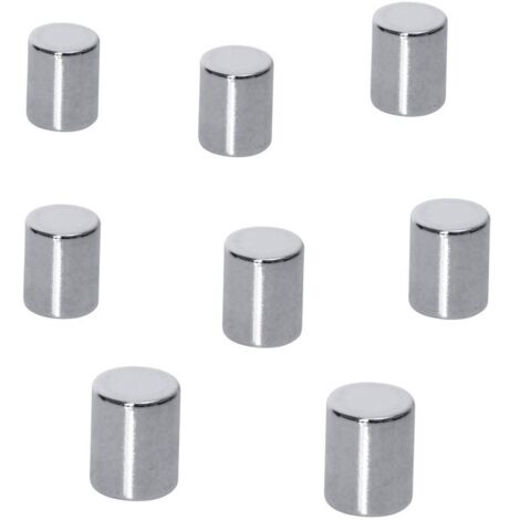 Aimants néodyme cylindriques argent 8 mm x 10 mm – Lot de 8 pièces – Retient jusqu'à 6 feuilles DIN A4 sur tableaux magnétiques – Sigel - Q699392