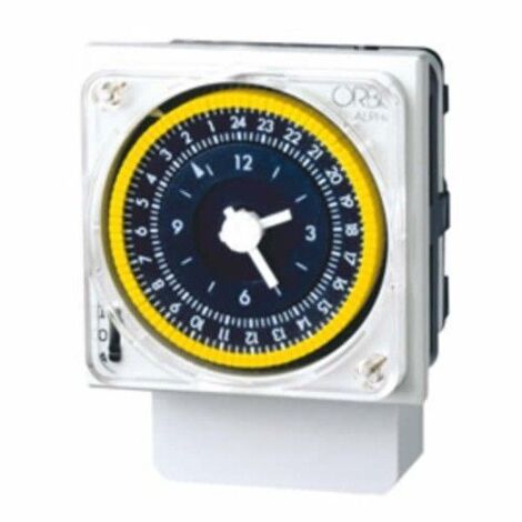 Interrupteur horaire analogique 230V – Installation sur rail DIN – Contrôle manuel 3 positions – Pour éclairage et climatiseurs – Orbis