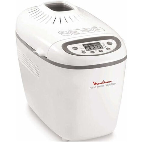 Moulinex – Machine à pain 1,5 kg – Puissance 1600 W – Programmes pâte baguette, pain français et complet – Design élégant blanc - OW610110
