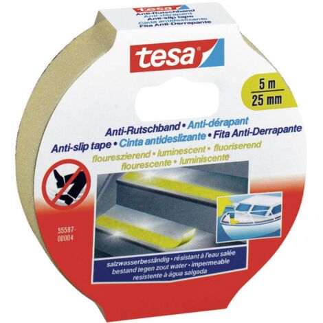 Tesa – Bande antidérapante 5 m x 25 mm – PVC blanc – Colle acrylate – Résistante à l'humidité et aux UV – Pour escaliers et surfaces glissantes - S314741 (1/6)