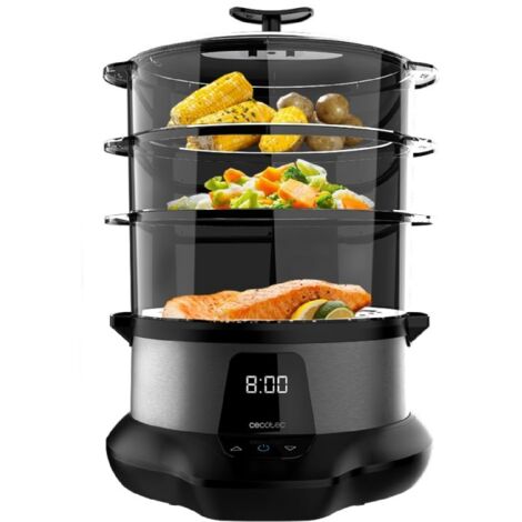 Cuiseur vapeur électrique dede 1000 W, with 3 récipients, bol à riz de 1L et temps réglable.