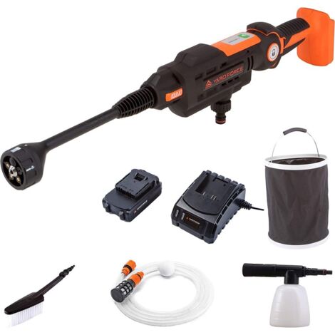 Yard Force Nettoyeur Haute-Pression Aquajet 22Bar 20V sans Fil avec Batterie Li-Ion 2.5Ah, Chargeur et Accessoires LW C02A