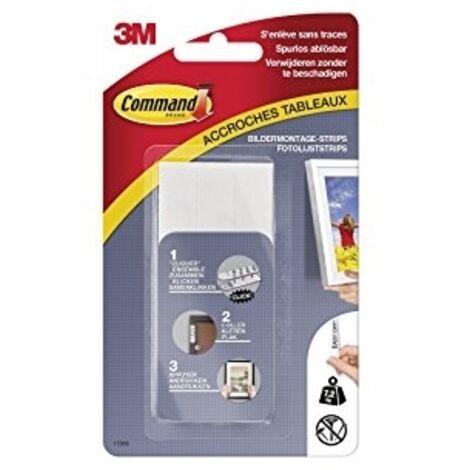 3M COMMAND PACK DE 4 X 2 LANGUETTES LARGES POUR ACCROCHAGE DE TABLEAUX 7,2 KG