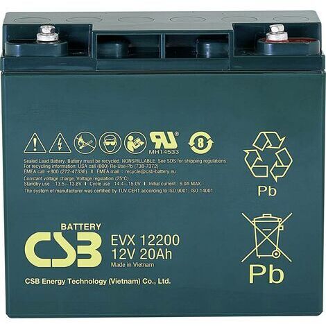 CSB Battery EVX 12200 EVX12200 Batterie au plomb 12 V 20 Ah plomb (AGM) (l x H x P) 181 x 167 x 76 mm raccord à vis M5 résistant aux cycles de charg X843231 (1/4)