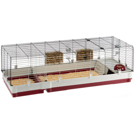Ferplast – Cage pour lapins Krolik 160 – Dimensions 162 x 60 x h 50 cm – Grillage métallique durable – Extension séparable avec accessoires inclus