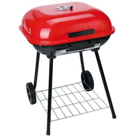 Grill à charbon acier inoxydable 47 cm – Barbecue portable avec couverture verrouillable – Roues sécurisées pour transport facile (1/4)