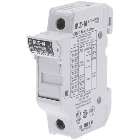 Eaton CHCC1DU Porte-fusible monophasé Adapté pour (fusibles) fusible 10,3 x 38 mm 1 pôle 30 A 600 V 12 pc(s) (1/4)