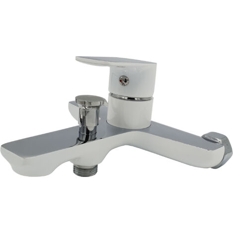 Robinet Mitigeur Baignoire Blanc Chrome Mural Monocommande Dokos (1/5)