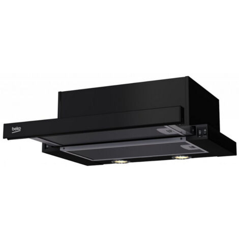 Beko Hotte de cuisine télescopique semi-encastrée avec 3 vitesses, niveau sonore 61dB, Noir (HNT62210B)