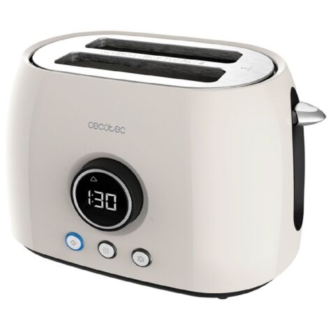 Cecotec – Grille-pain vertical numérique ClassicToast 8000 – 2 fentes extra-larges – Puissance 800W – Écran digital avec 6 niveaux de grillage