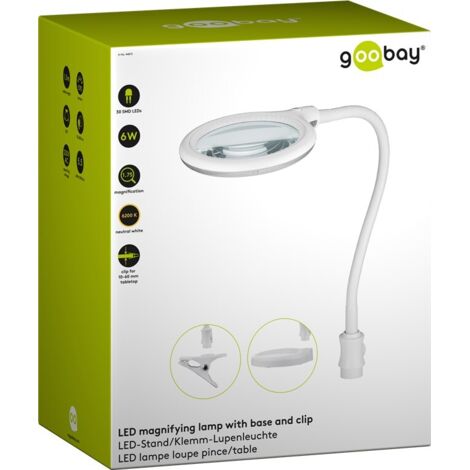 GOOBAY Lampe-loupe LED sur pied/pince, 6 W, 480 lm, grossissement 1,75x, blanc (1/5)