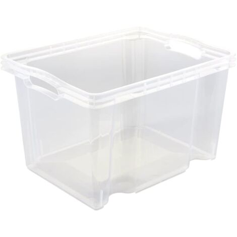 Boîte de rangement avec poignées intégrées, Taille : M, 35 x 27 x 21 cm, 13,5 l, Transparent (1/5)