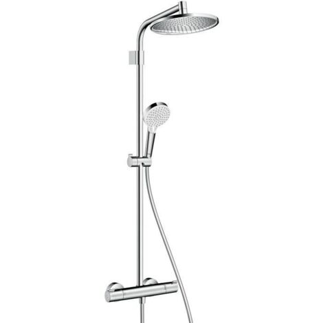 Hansgrohe – Colonne de douche thermostatique 240mm – Pommeau Rain et IntenseRain – Finition chrome – Bras de douche 35cm – Douchette et flexible inclus