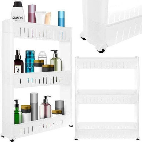 Northix Chariot de Rangement Étroit Blanc 3 Étagères (1/5)