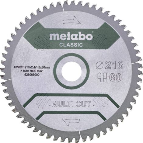 Metabo – Lame de scie circulaire 254mm 628666000 – Ø alésage 30mm – 60 dents pour coupes nettes dans bois et panneaux – Épaisseur 1.8mm