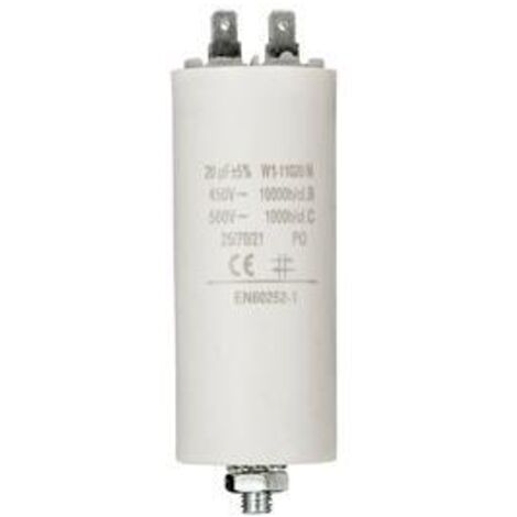 Condensateur de démarrage 20µF – 450V – Cylindrique pour appareils électroménagers – Remplacement et réparation – Nedis