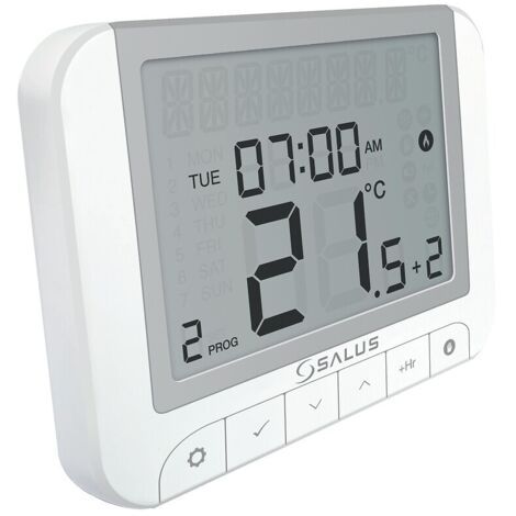 Thermostat numérique programmable RT520 – Alimentation 2 piles AA – Large écran LCD – Plage de température 5°C à 33,5°C – Salus
