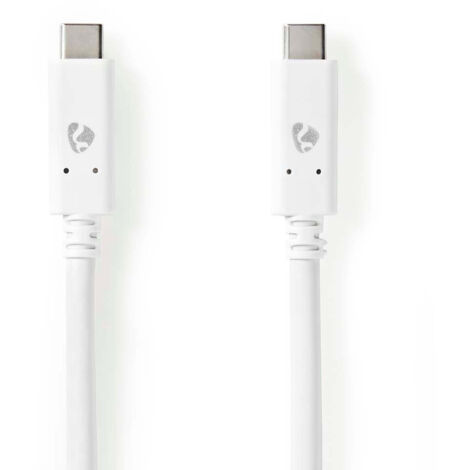 Cable usb usb 32 gen 2 usb c male usb c male 100 w 4k60hz 10 gbps nickele 100 m rond pvc blanc boite (1/3)