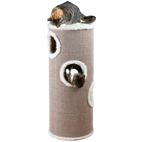 Arbre à chat tour Edoardo ø 40 cm hauteur 100 cm en sisal et peluche – Maison avec plateforme rembourrée – Balle suspendue incluse – Trixie (1/7)