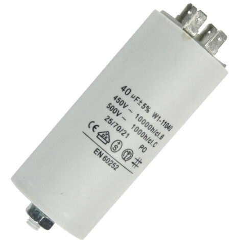 Condensateur 40 µF 450 V – Remplacement pour appareils électroménagers – Optimise performance lave-linge – Fiabilité accrue – Fixapart