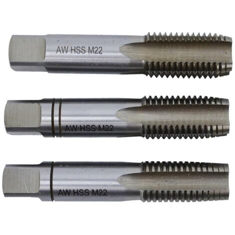 Jeu De 3 Tarauds à Main HSS-M2 ISO529 – M15x1,25 (15x125), Forme A-D-C, AVYAC, France