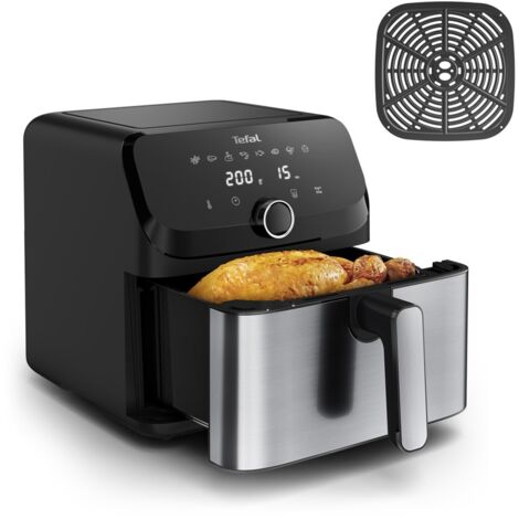 Friteuse à air chaud Tefal Easy Fry Mega EY855D10, 7,5 L, autonome, 2020 W, noire, acier inoxydable