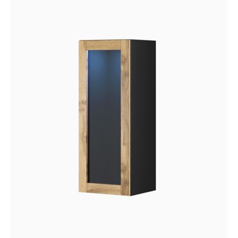 Vitrine Cama FURNITURE Vigo 90 cm - Noir/Chêne Wotan - Meuble suspendu (1/3)