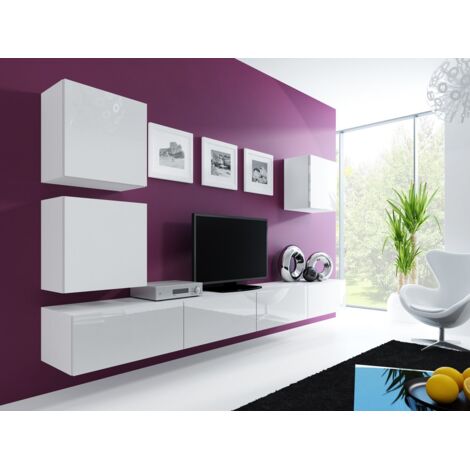 Vitrine Cama FURNITURE VIGO 50x50 cm - Meuble suspendu blanc avec étagère (1/4)