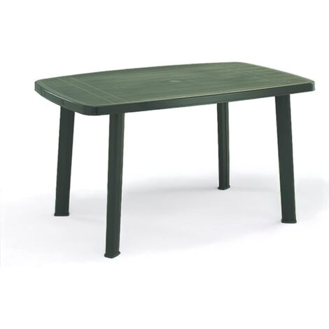 Ipae Progarden – Table de jardin en résine vert foncé 137x85x72 cm – Légère et résistante aux intempéries – Accueille jusqu'à 4 personnes – Pieds modulables pour optimiser l'espace