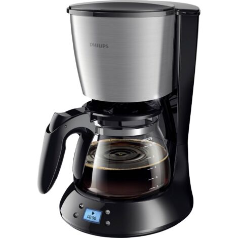 Philips HD7459/20 Daily Cafetière acier inoxydable, noir Nombre de tasse=15 écran, minuteur