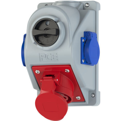 Prise fixe rouge 16A 400V – 5 pôles – Conforme IP44 – Montage facile pour installations électriques – Interrupteur intégré – PCE (1/2)