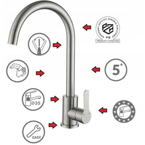 Robinet de cuisine monocommande sur pied chromé 23 x 36,5 cm Laiton pivotant Mono (1/2)