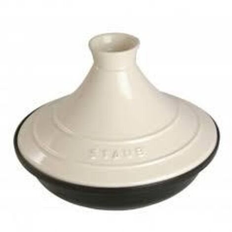 Staub Tajine 28 cm Noir et Crème Fonte Émaillée (1/3)