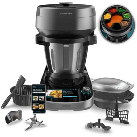 Cecotec – Robot de cuisine multifonction 4,5 L – 45 fonctions – 19 vitesses – Distributeur automatique ChefCrown pour recettes précises