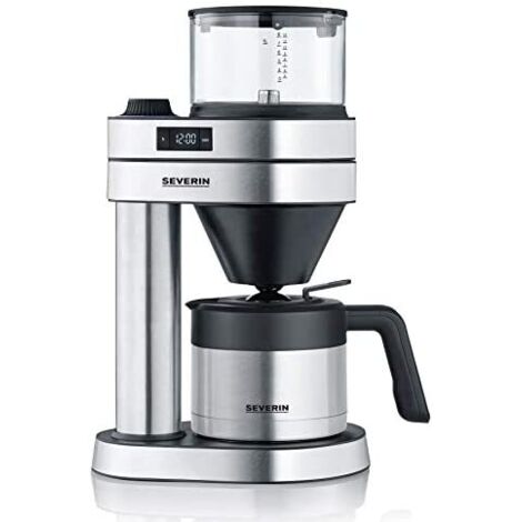Severin Caprice machine à café filtre, fait main avec cafetière pour jusqu'à 8 tasses, machine à café avec minuterie, acier inoxydable brossé/noir mat KA 5763 (1/5)