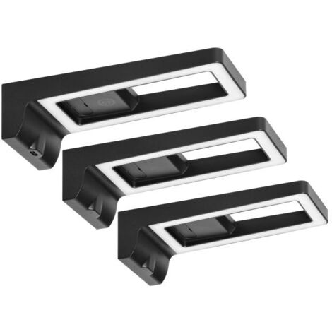 Lot de 3 lampes LED sous meuble ARTUS, 3x3W, 3x225lm, 4000K, avec interrupteur tactile et USB, noir (1/5)