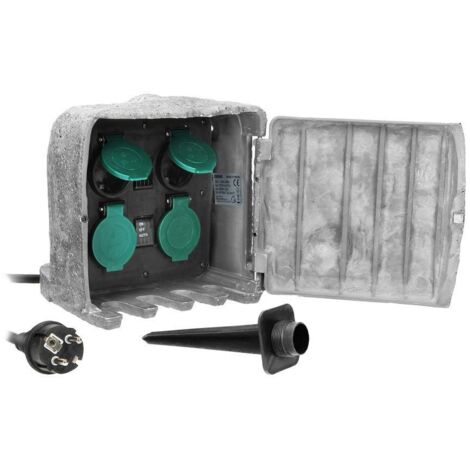 Prise de jardin KAMIEŃ 4x2P+Z 3m câble caoutchouc OR-AE-13185(GS) schuko (1/5)