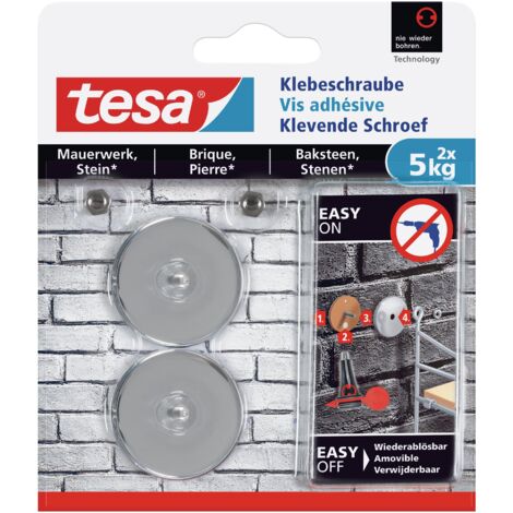 TESA COLLE VIS POUR MAÇONNERIE ET PIERRE, PUISSANCE HALTE 5 KG, LOT DE 2, 77905-00000-00
