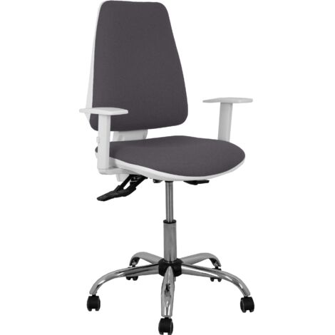 Chaise Elche blanche asincro bali gris foncé accoudoirs réglables parquet roulettes (1/2)